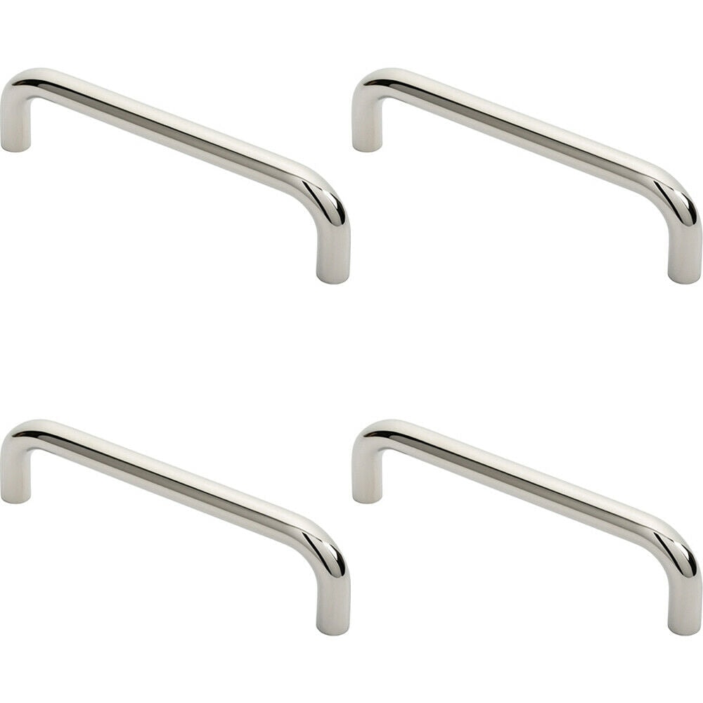 Loops 4x Round D Bar Pull Handle 244 x 19mm 225mm Fixing Centres Bright Steel in Metallics