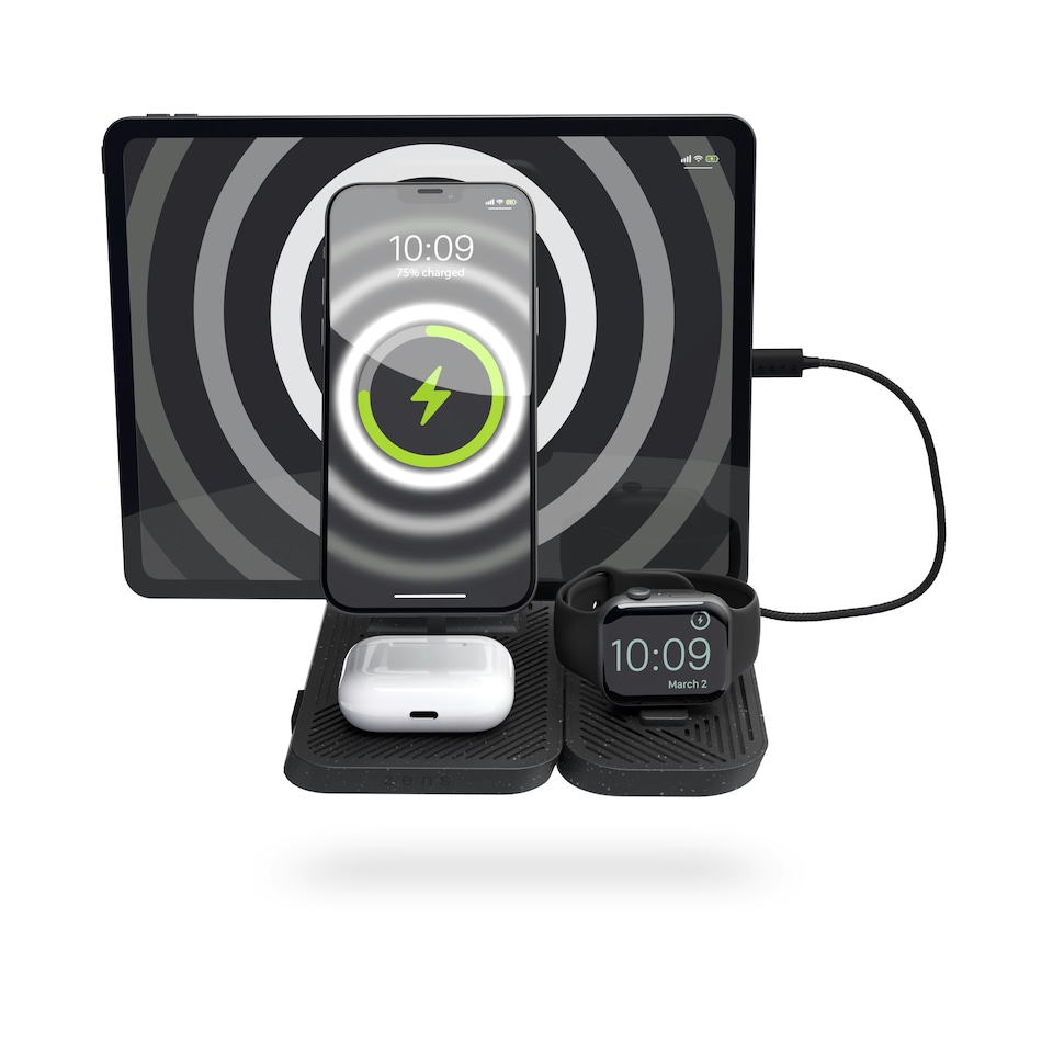 image 1 of Zens 4-in-1 Modular Wireless Charging Station (incl. Wall Charger) - black