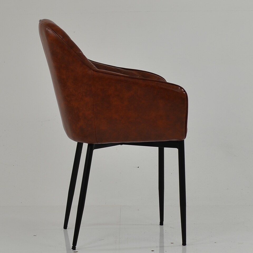 image 1 of Lakeland Furniture Opus Carver Vintage Brown Faux Leather Black Leg Dining Chair