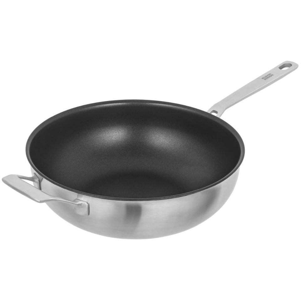image 1 of CULINARY FIVEPLY Wok with lid and helper handle non-stick 28cm