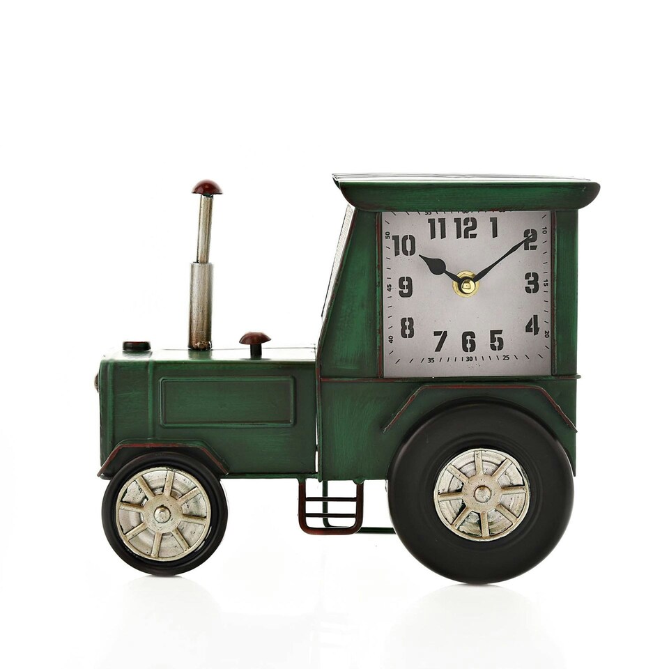 image 1 of Hometime Mantel Clock - Dark Green Tractor Green