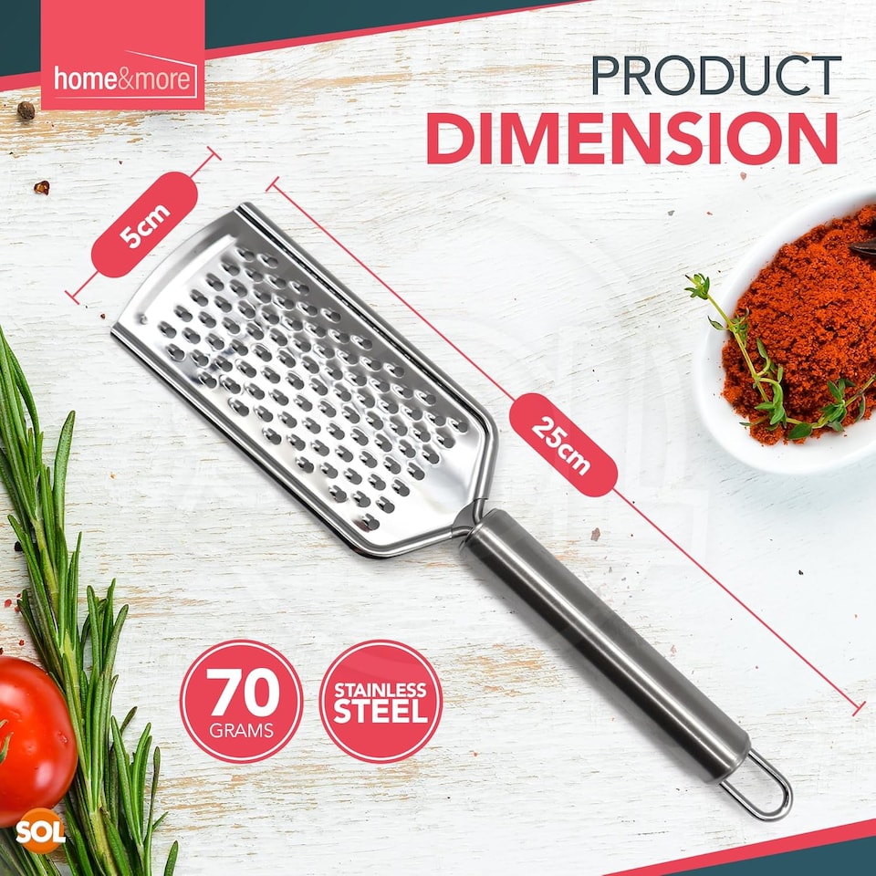 image 1 of Stainless Steel 2-in-1 Cheese Grater & Zester – Handheld Grater for Cheese, Chocolate, Ginger & Citrus, Durable Flat Kitchen Too