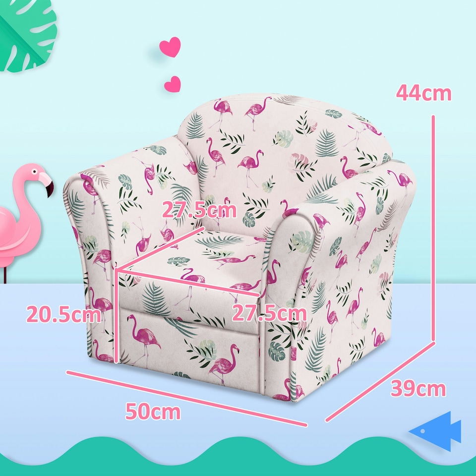 image 1 of AIYAPLAY Kids Armchair Toddler Sofa Chair Bedroom Playroom, Flamingo Blue