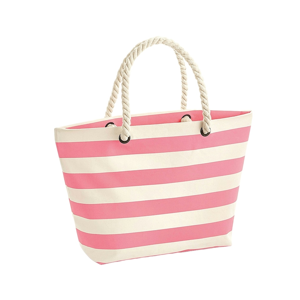 image 1 of Westford Mill Boardwalk Striped Tote Bag - Natural/Pink - One Size | Multi