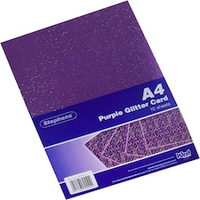 Stephens Board Glitter Purple 220gsm, 10 Sheets, Purple, A4