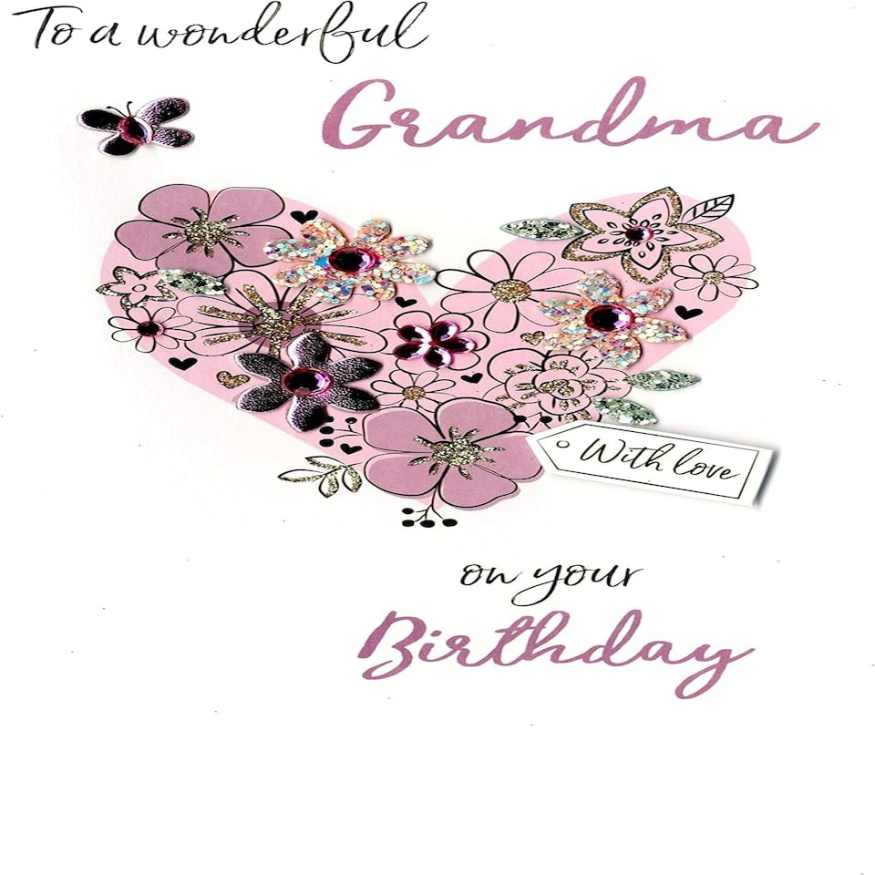 image 1 of Hand-Finished Wonderful Grandma Birthday Greeting Card
