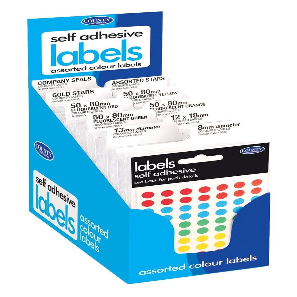 image 1 of Pack of 90 Self Adhesive Labels - Coloured
