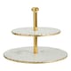 image 2 of Empire 2 Tier White Marble And Gold Finish Cake Stand Gold