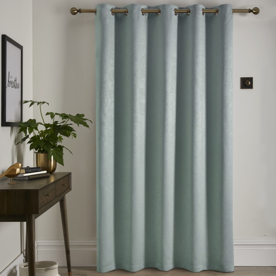image 1 of Fusion Strata Eyelet Single Panel Door Curtain Duck Egg