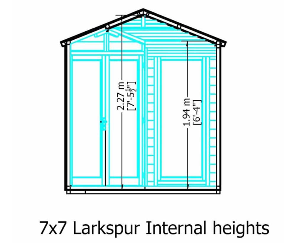 image 1 of Larkspur 7 x 7 Feet Double Door with Two Fixed Windows Summerhouse | Brown