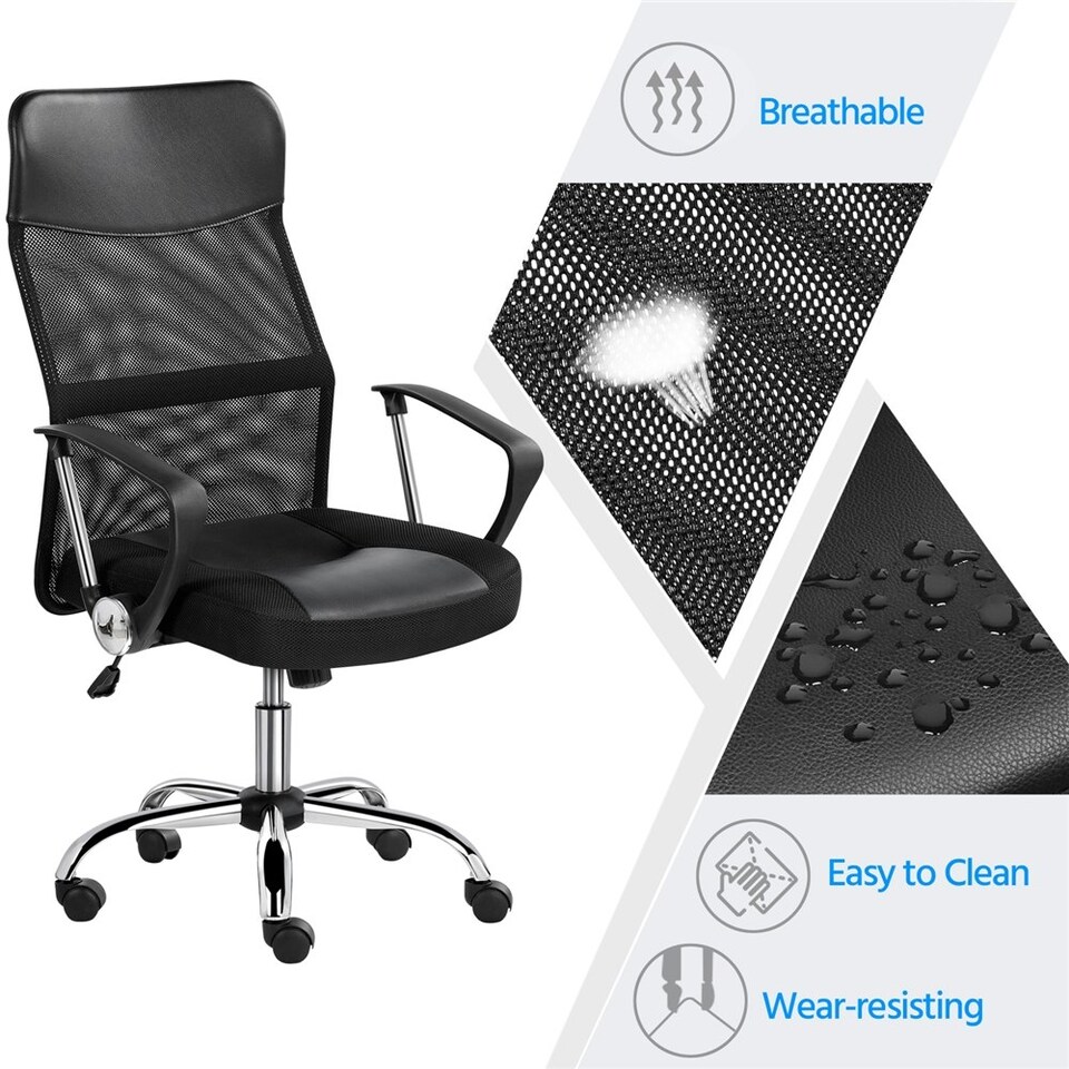 image 1 of Yaheetech Ergonomic Mesh Chair with Lumbar Support Black | Black
