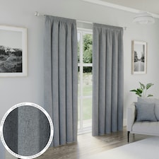 Dallas Grey Blackout Curtains 46 x 54 inch (117 x 137 cm) Pencil Pleat 100% Blackout Thermal Noise Reducing Curtains for Bedroom and Living Room