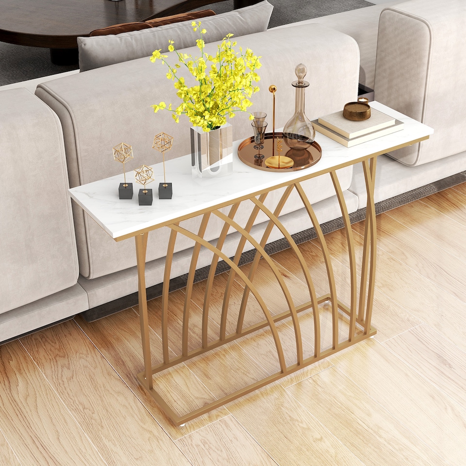 image 1 of COSTWAY 120cm Console Table Modern Entryway Table White