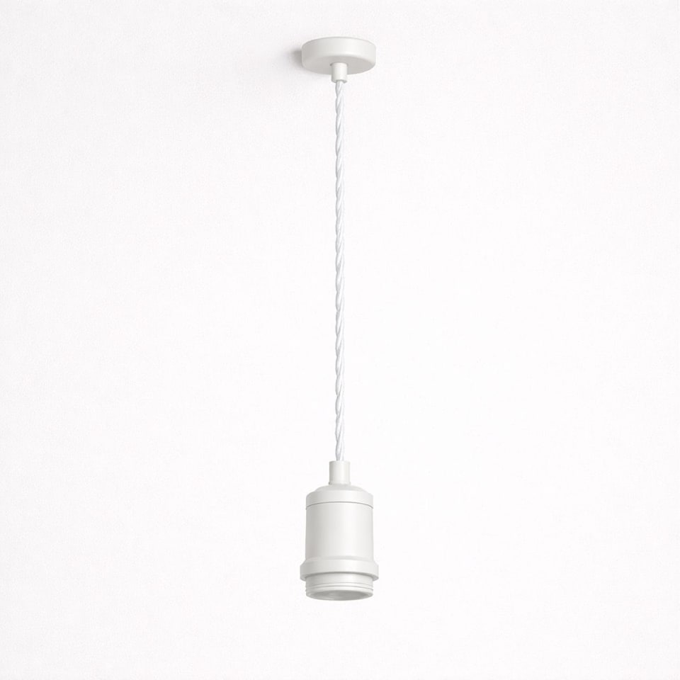image 1 of CGC Lacey Matt White 1.5m Adjustable E27 Ceiling Pendant with Matching Ceiling Rose