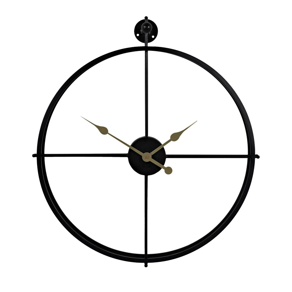 image 1 of Hometime Round Wall Clock Cut Out Design 72 cms Black | Gold