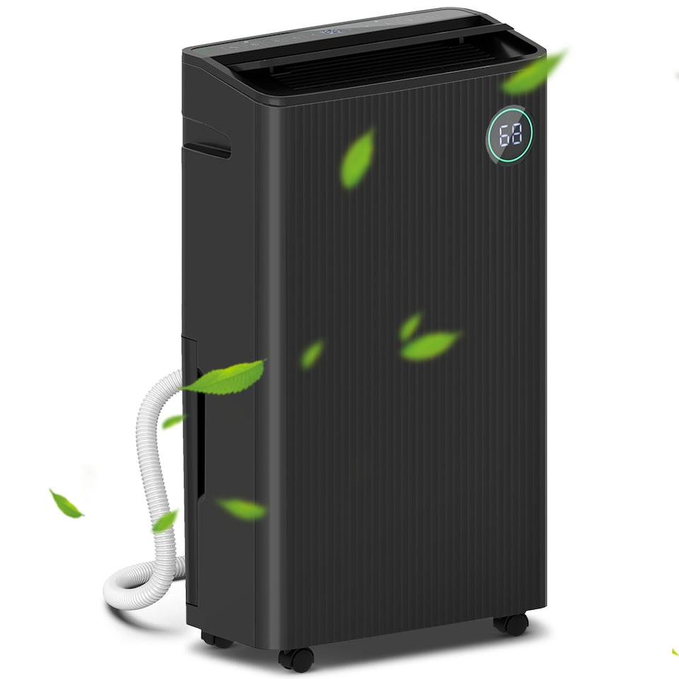 image 1 of HOMCOM 16LDay Dehumidifier with Air Purifier and HEPA Filter, UVC, Ioniser, 5.5L Water Tank, 24H Timer, for Home Damp, Condensation, Mould and Laundry Drying, Black