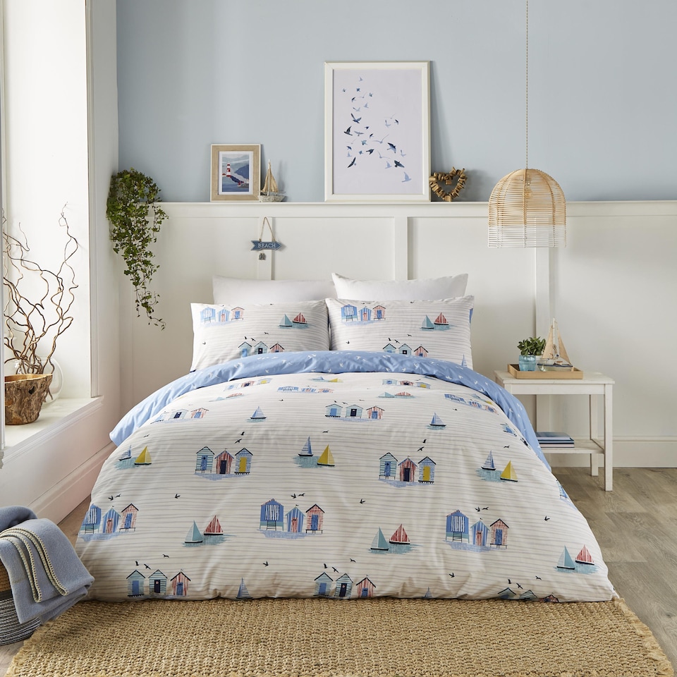 image 1 of Fusion Beach Huts Duvet Cover Set Blue