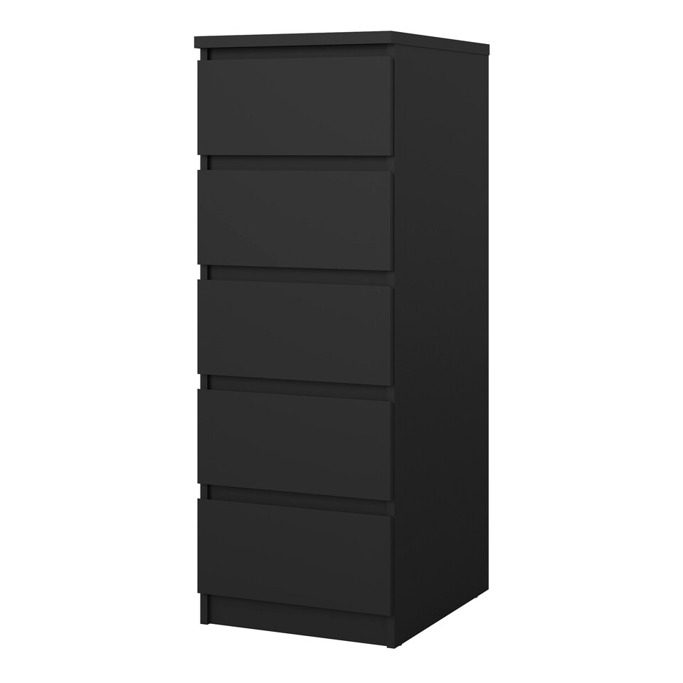 image 1 of Naia Narrow Chest of 5 Drawers in Black Matt