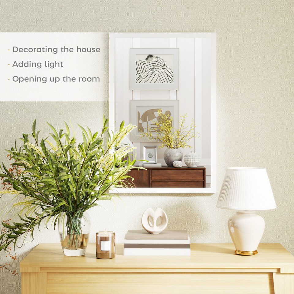 image 1 of HOMCOM 60x40cm Wall Bathroom Mirror for Home Decor, Vanity Mirror, White