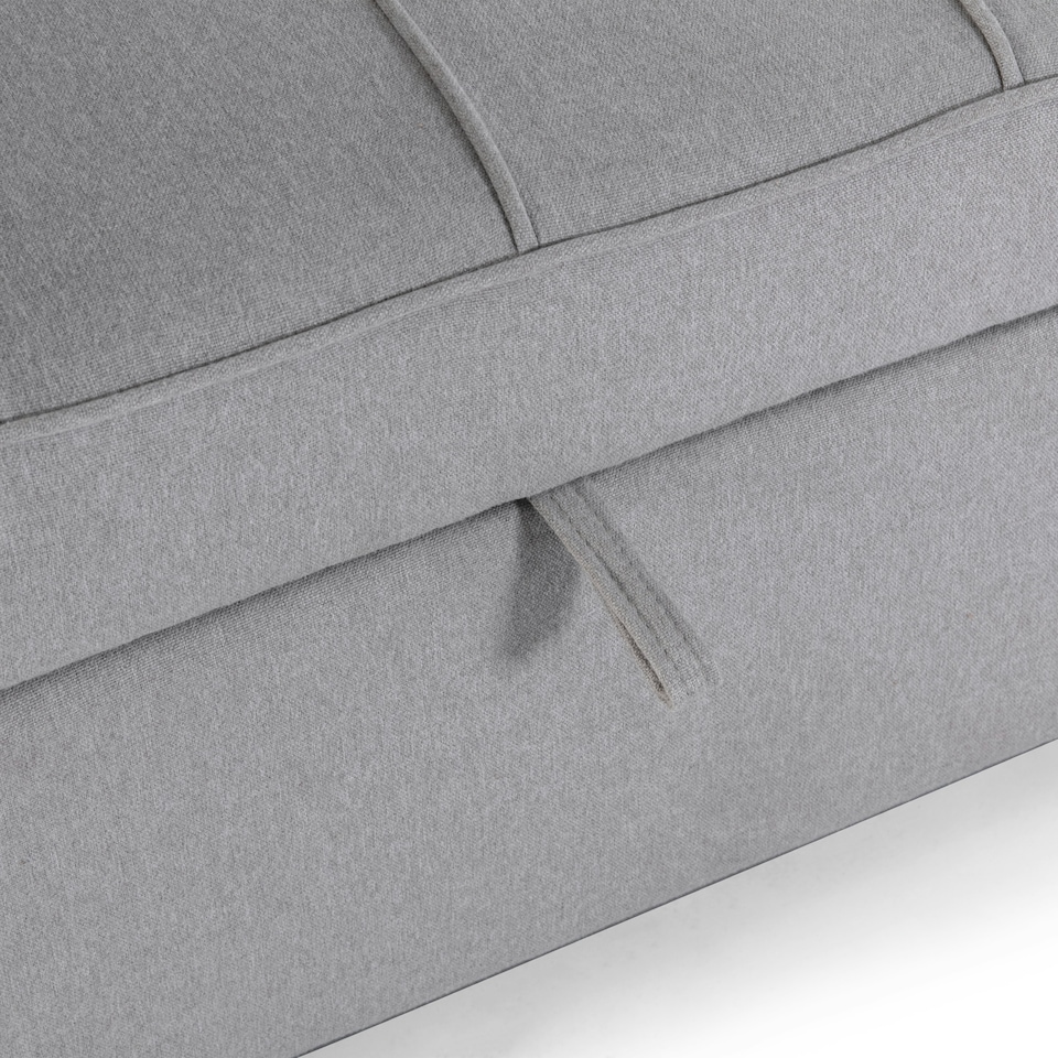 image 1 of Hudson 2-Seater Sofa Bed Linen Fabric with Cup Holders (Light Grey)
