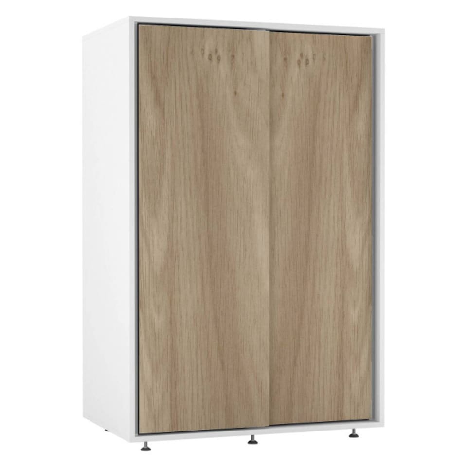 image 1 of URBNLIVING 2 Sliding Door Wardrobe 120cm Freestanding Unit | Multi | White Carcass + Oak Doors | 1