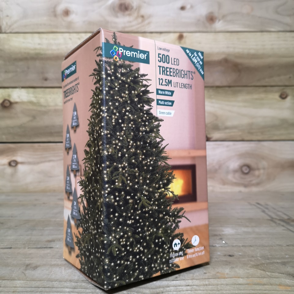 image 1 of 500 LED 12.5m Indoor Outdoor Christmas Multi Function Mains Operated String Lights with Timer in Warm White