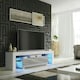 image 5 of TV Unit 160cm Grey Gloss Door White Matt Body with LED Glass Shelves | White | Grey | One Size | 1