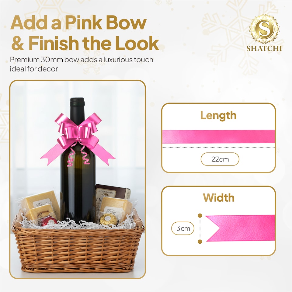 image 1 of 20pcs Light Pink 30mm/3cm Large Ribbon Pull Bows for Gift Wrapping, Hampers, Florist Bouquets and Party Décor Pullbow