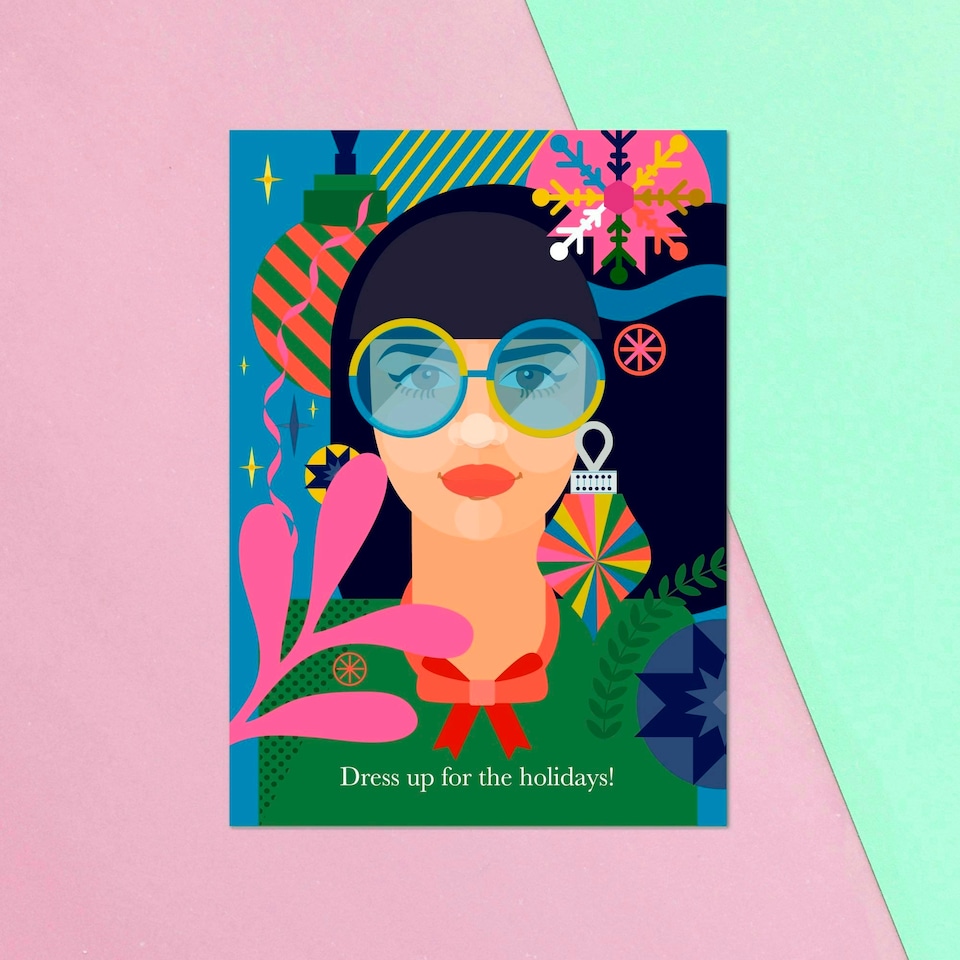 Abstract Dress Up For The Holidays! Greetings Card