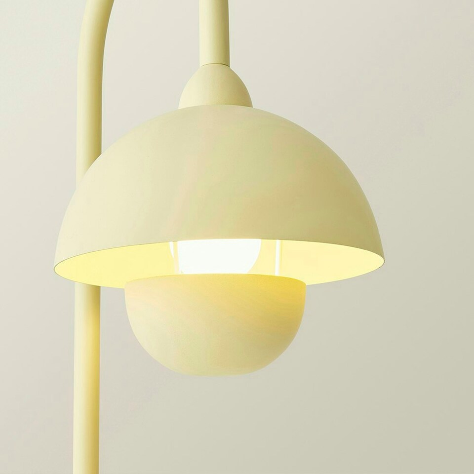 image 1 of ValueLights Tilly Pastel Lemon Arched Dome Shade Metal Table Lamp with LED Bulb Blue