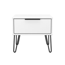 Osaka 1 Drawer Bedside Table in White Matt (Ready Assembled) | White | White Matt