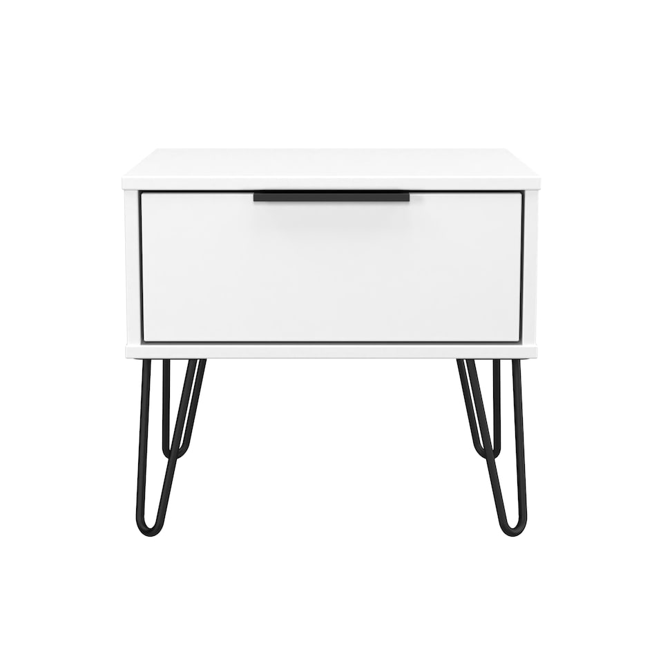image 1 of Osaka 1 Drawer Bedside Table in White Matt (Ready Assembled) | White | White Matt