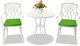 image 1 of Centurion Supports OSHOWA Luxurious Garden and Patio Table and 2 Large Chairs with Armrests Cast Aluminium Bistro Set - White with Green Cushions