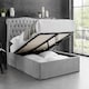 image 1 of 5ft King Size Ottoman gas liftup storage bed frame,fabric upholstered, light grey,buttoned back,curved bed frame,bedstead