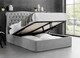 image 1 of 5ft King Size Ottoman gas liftup storage bed frame,fabric upholstered, light grey,buttoned back,curved bed frame,bedstead
