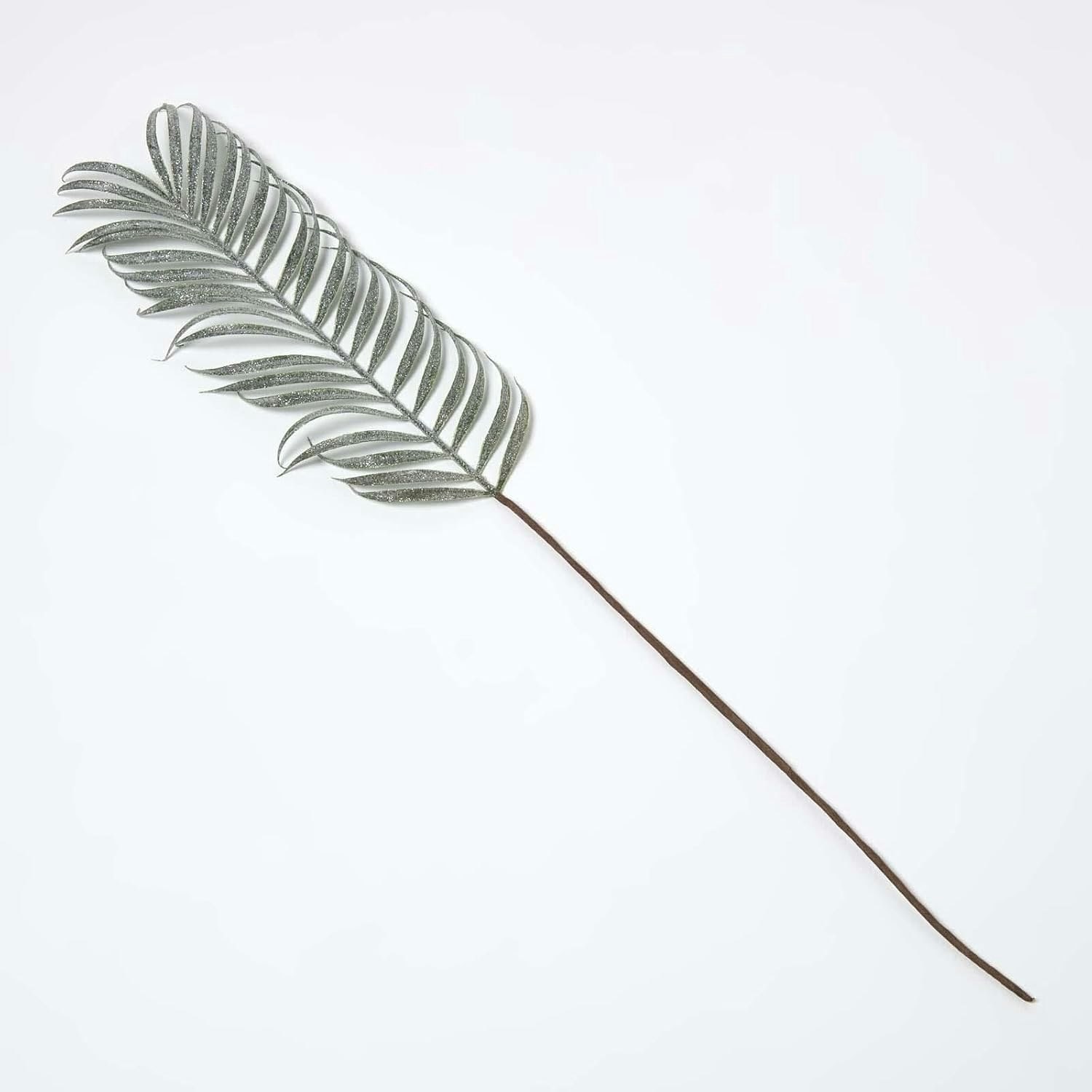 Homescapes Glitter Palm Leaf Single Stem in Green