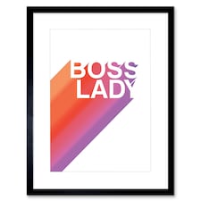 Boss Lady Gradient Colour Strong Woman Title 9x7" Black Framed Wall Art Print