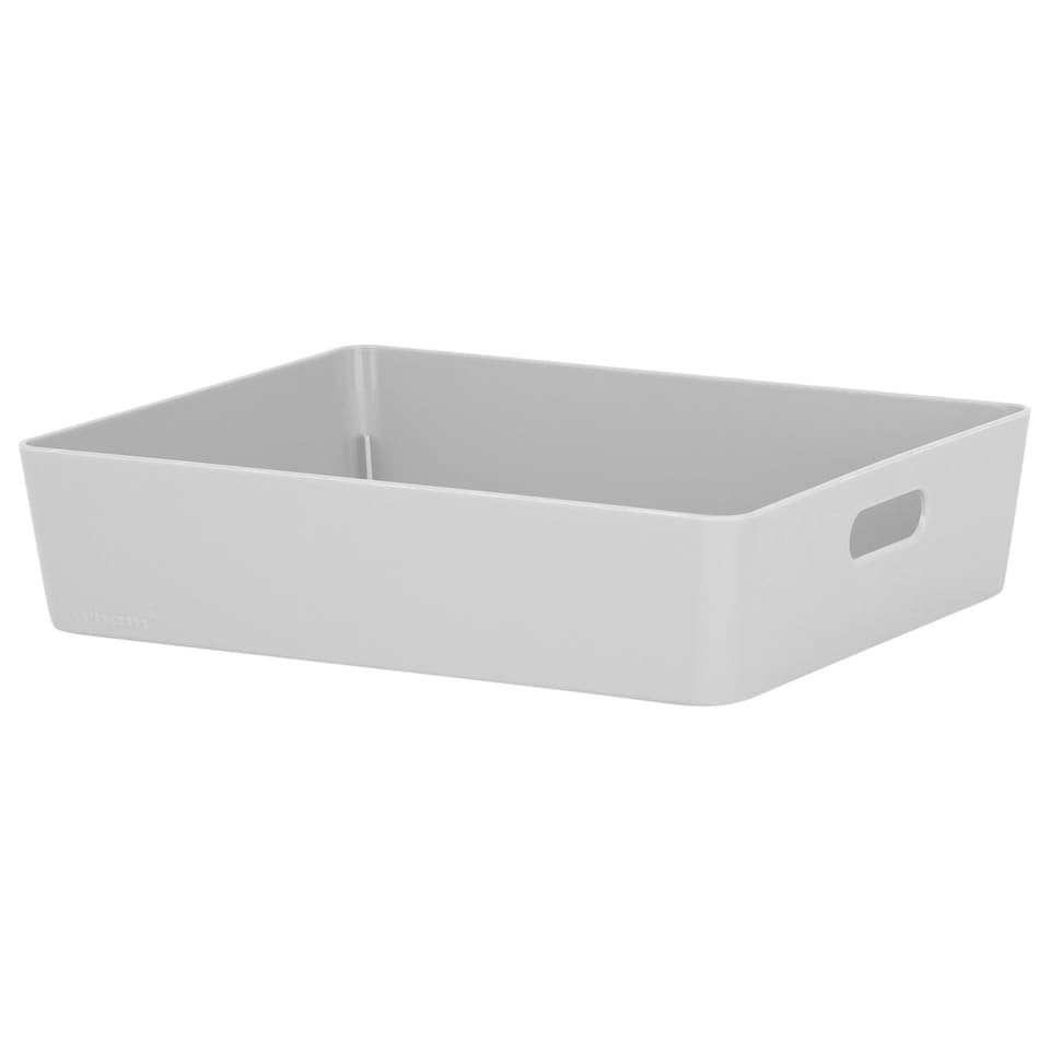 Wham 9.01 Rectangular Plastic Studio Basket - Cool Grey - 6cm x 25cm x 20cm