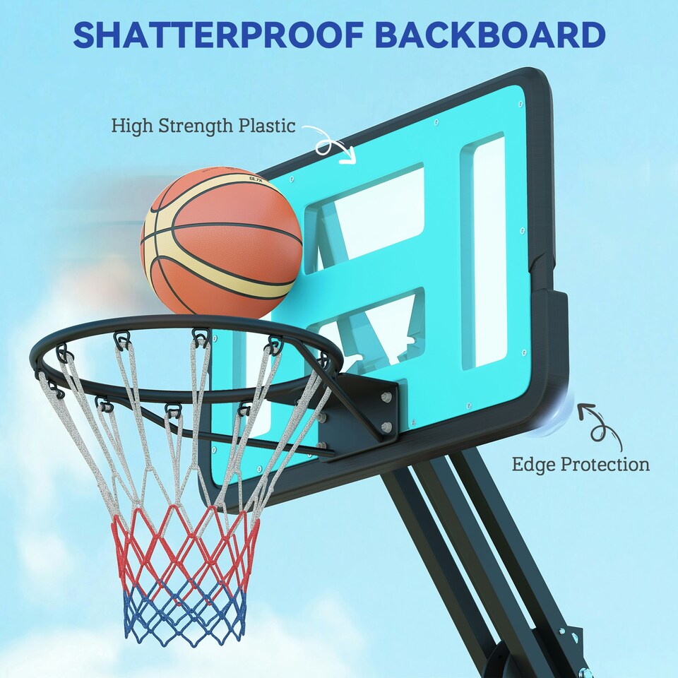 image 1 of SPORTNOW 146-236cm Adjustable Basketball Hoop Outdoor, Portable on Wheels