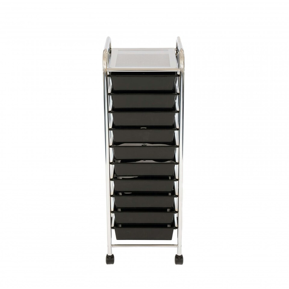 image 1 of Oypla 10 Drawer Storage Mobile Makeup Salon Trolley Portable Storage Organiser Black