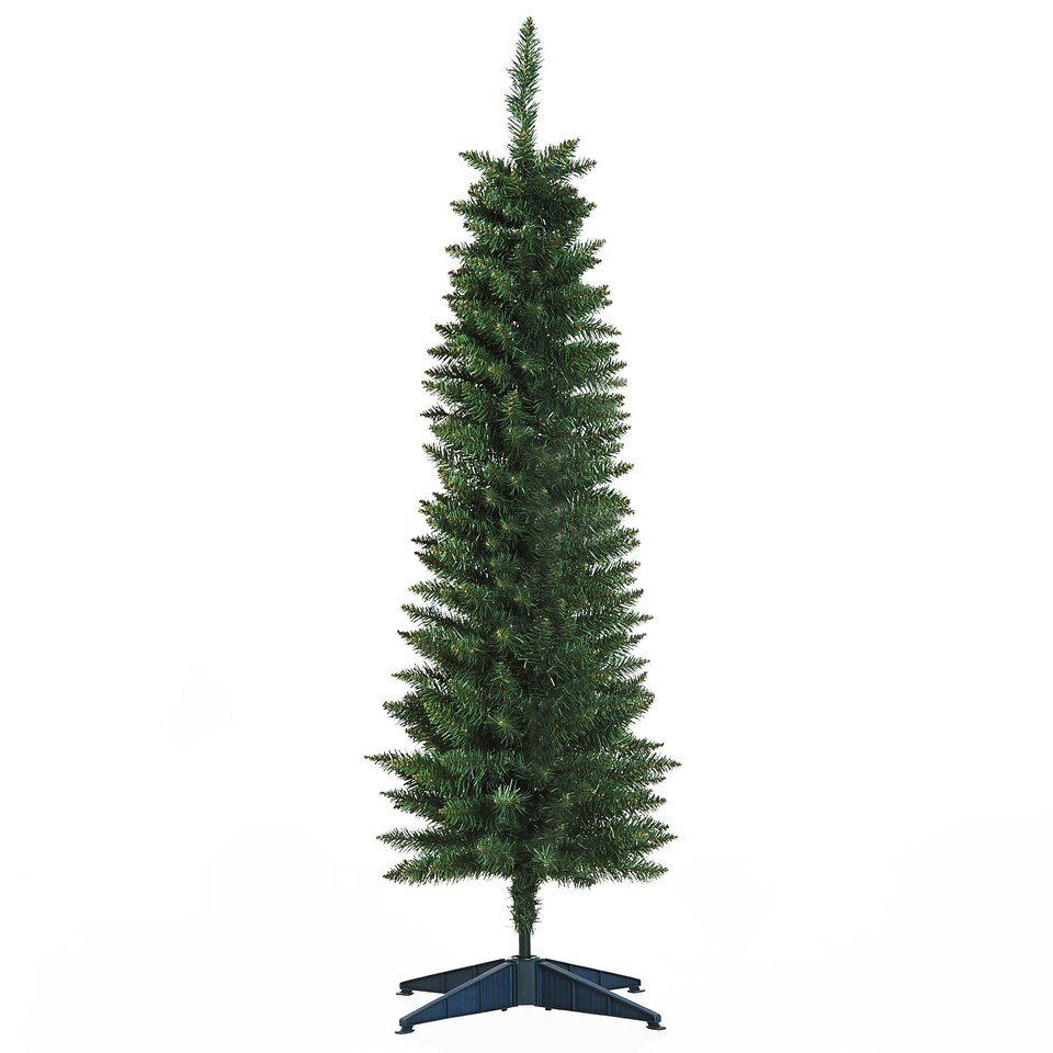 image 1 of HOMCOM 5FT Pencil Slim Artificial Christmas Tree with Study Stand Tips Green