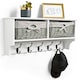 image 1 of VonHaus White Wall Mounted Coat Hooks with Baskets
