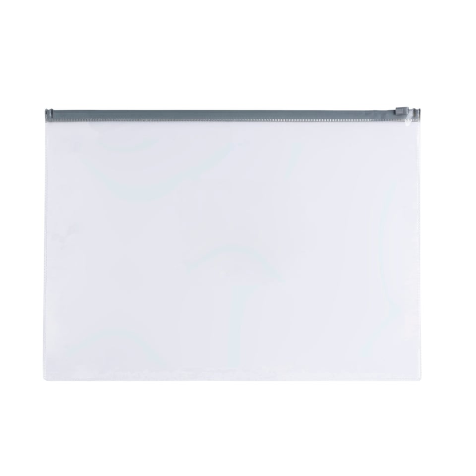 image 1 of Pack of 12 A6 Clear Zippy Bags with Grey Zip