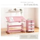 image 4 of Kids Study Desk And Filing Cabinet Set Childrens Play Room Furniture MDF In 2 Colours 7 Step Adjustable Height | Pink | rose | 109 x 55 x 94 cm | 1