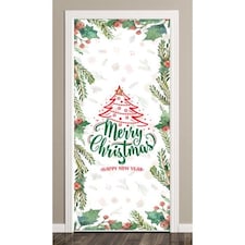 Christmas Berry Door Cover PVC Party Sign Decoration 66cm x 152cm
