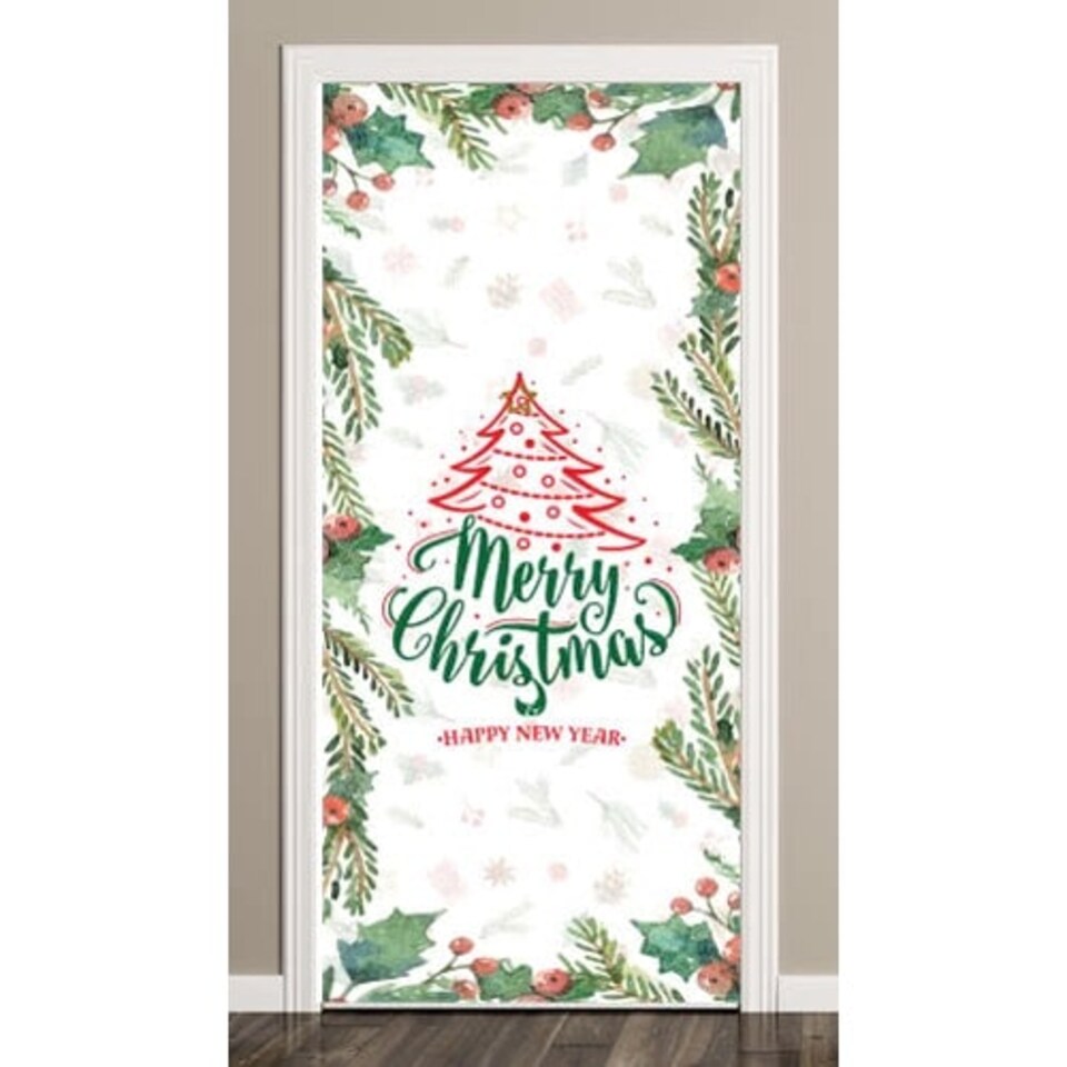 Christmas Berry Door Cover PVC Party Sign Decoration 66cm x 152cm