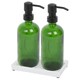 image 1 of Harbour Housewares 2pc Glass Soap Dispenser Set with Ceramic Tray - 500ml - Green