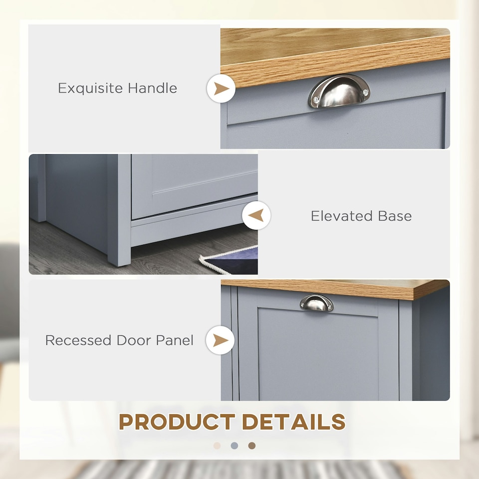 image 1 of HOMCOM Shoe Cabinet 4Storage Units Wood Effect Top Entryway LivingRoom Furniture