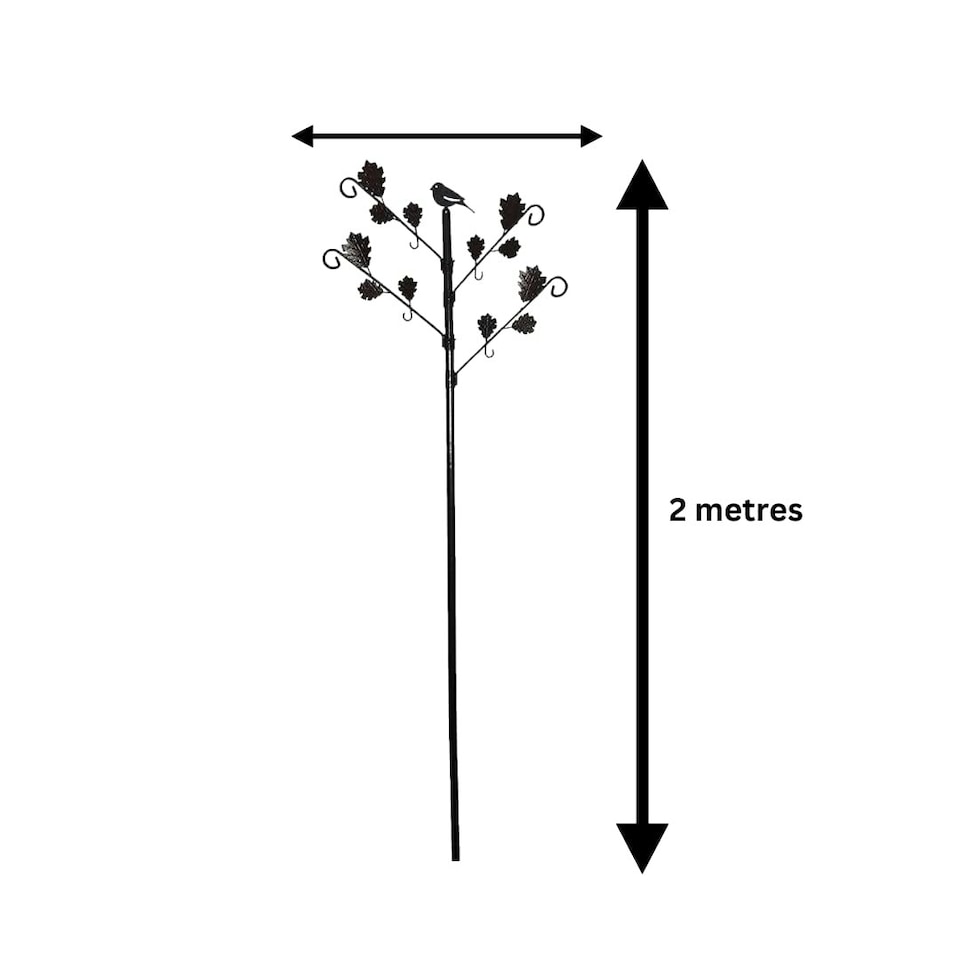 image 1 of Marco Paul Wild Bird Feeder Pole Station with Iron Leaves and 4 Adjustable Branches