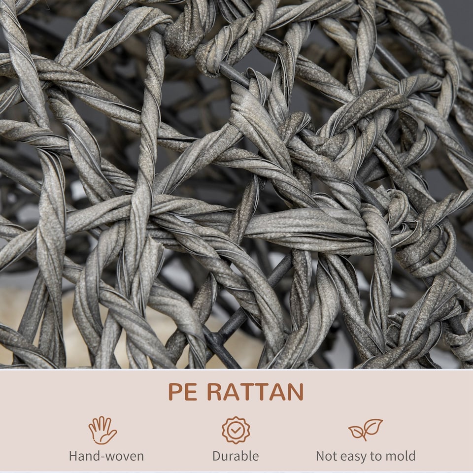 image 1 of PawHut Rattan Elevated Cat House Kitten Bed Pet Furniture w/ Cushion Grey